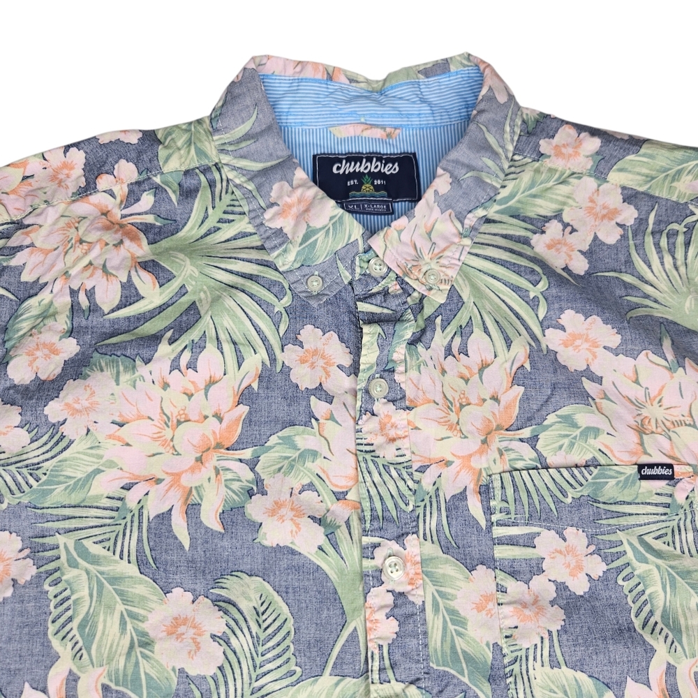 Chubbies Lot Of 2 Mens Regular Fit Hawaiian Floral Button Up Shirts Sz XL Beach - Picture 5 of 14